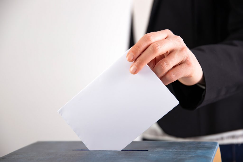 Woman votes on election day.