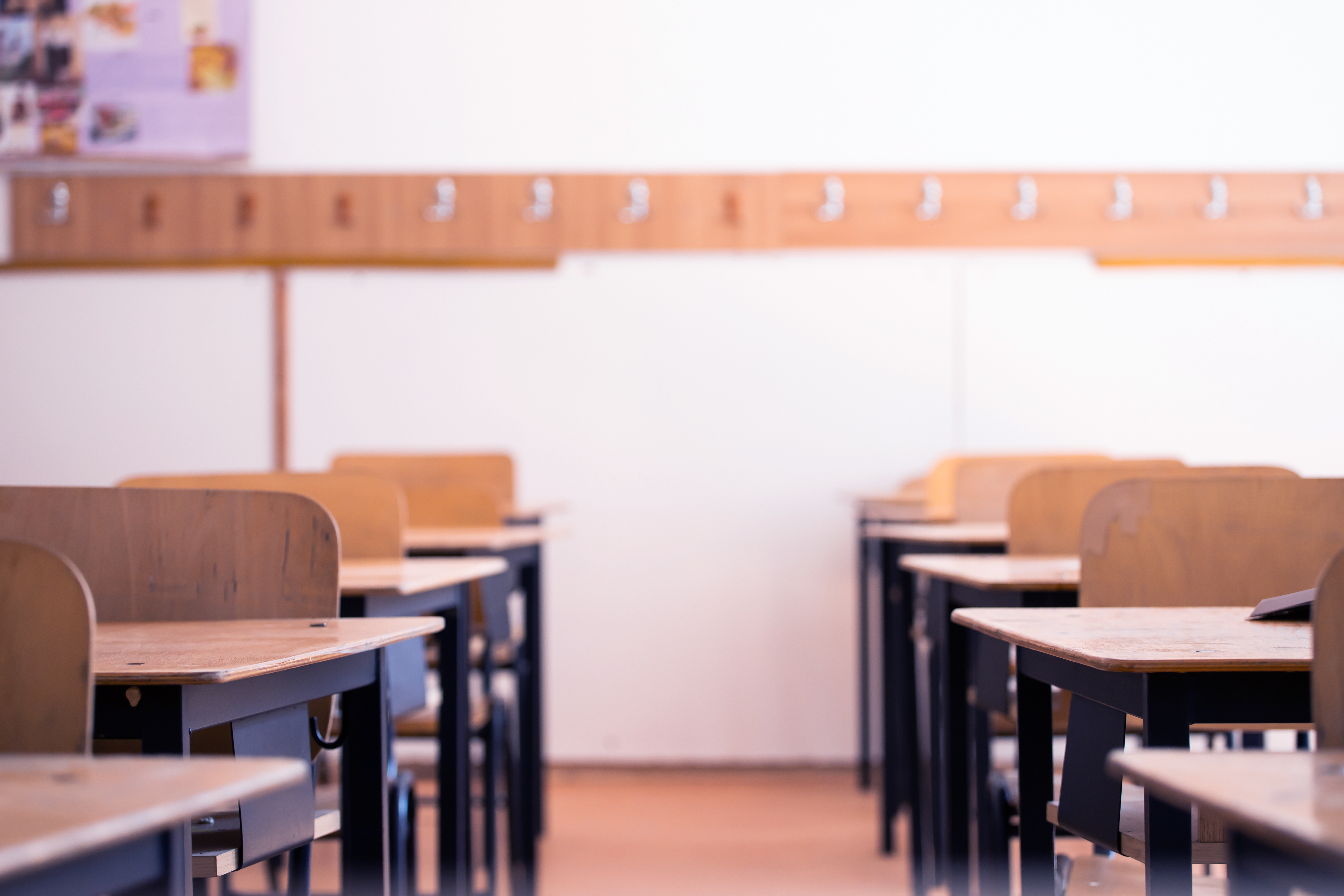 Empty elementary classroom, back to school concept